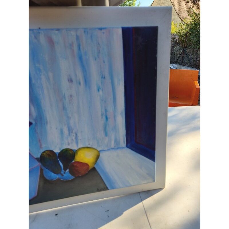 Tableau huile sur toile "Le Pichet Bleu" par Ravalia