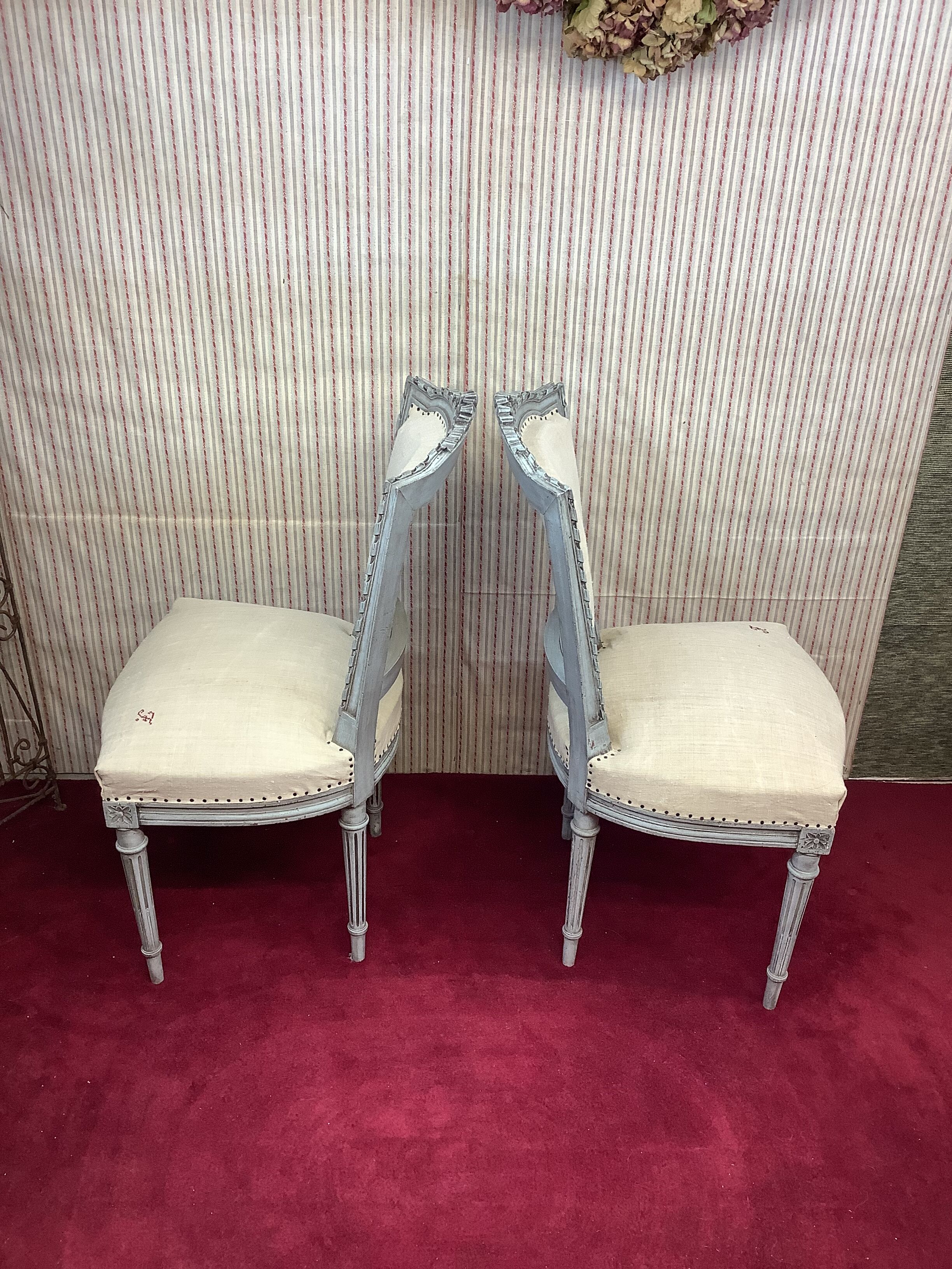 Pair of antique Louis XVI style chairs, completely renovated