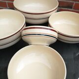 Series of 5 Gien earthenware bowls