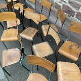 20 vintage mismatched industrial chairs school MULLCA tube & wood