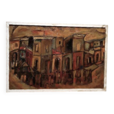 Oil on canvas "Funerals in Syracuse" by Ferruccio Ferri - Exhibition Gulf of La Spezia, 1940s