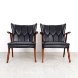 Danish teak and skai armchairs, Erhardsen & Andersen 1960s