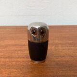 Set of 5 metal shot glasses in German owl style from the mid-century, 1960s.