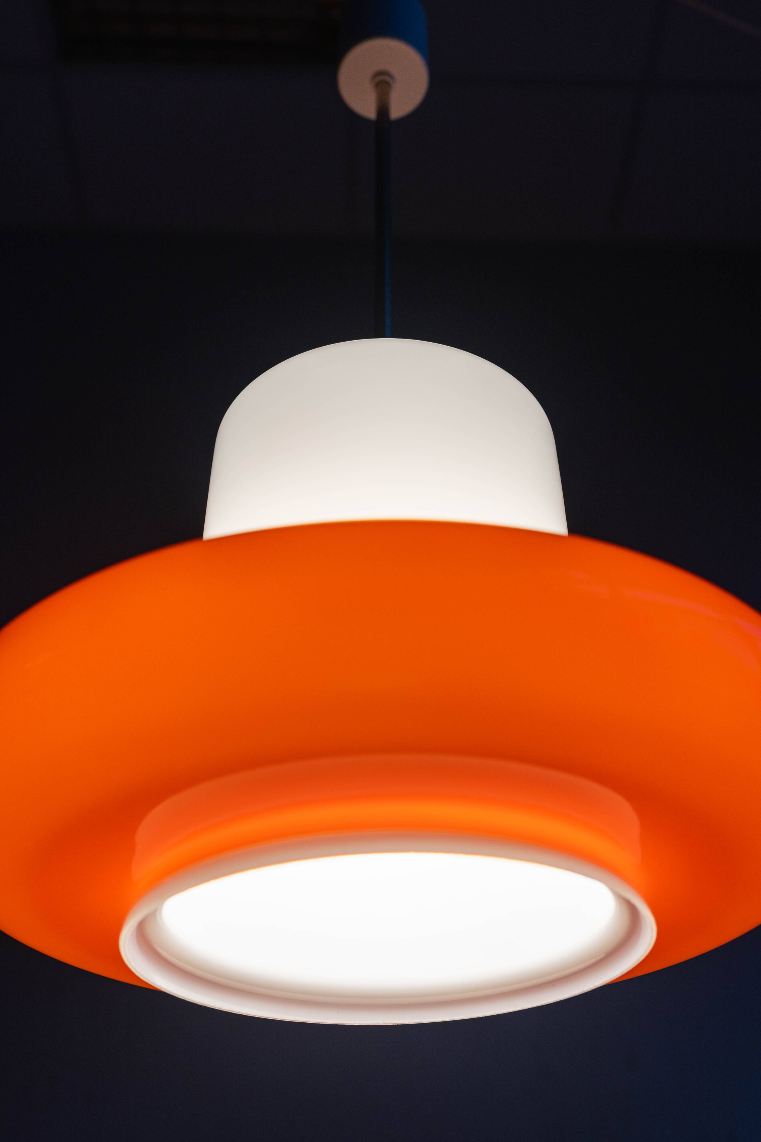 Vintage Czechoslovak Hanging Glass Lamp By Osvětlovací Sklo, 1970s