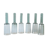 Set of 6 champagne flutes called 'trinquette' or 'cul sec' in mouth-blown glass, vintage
