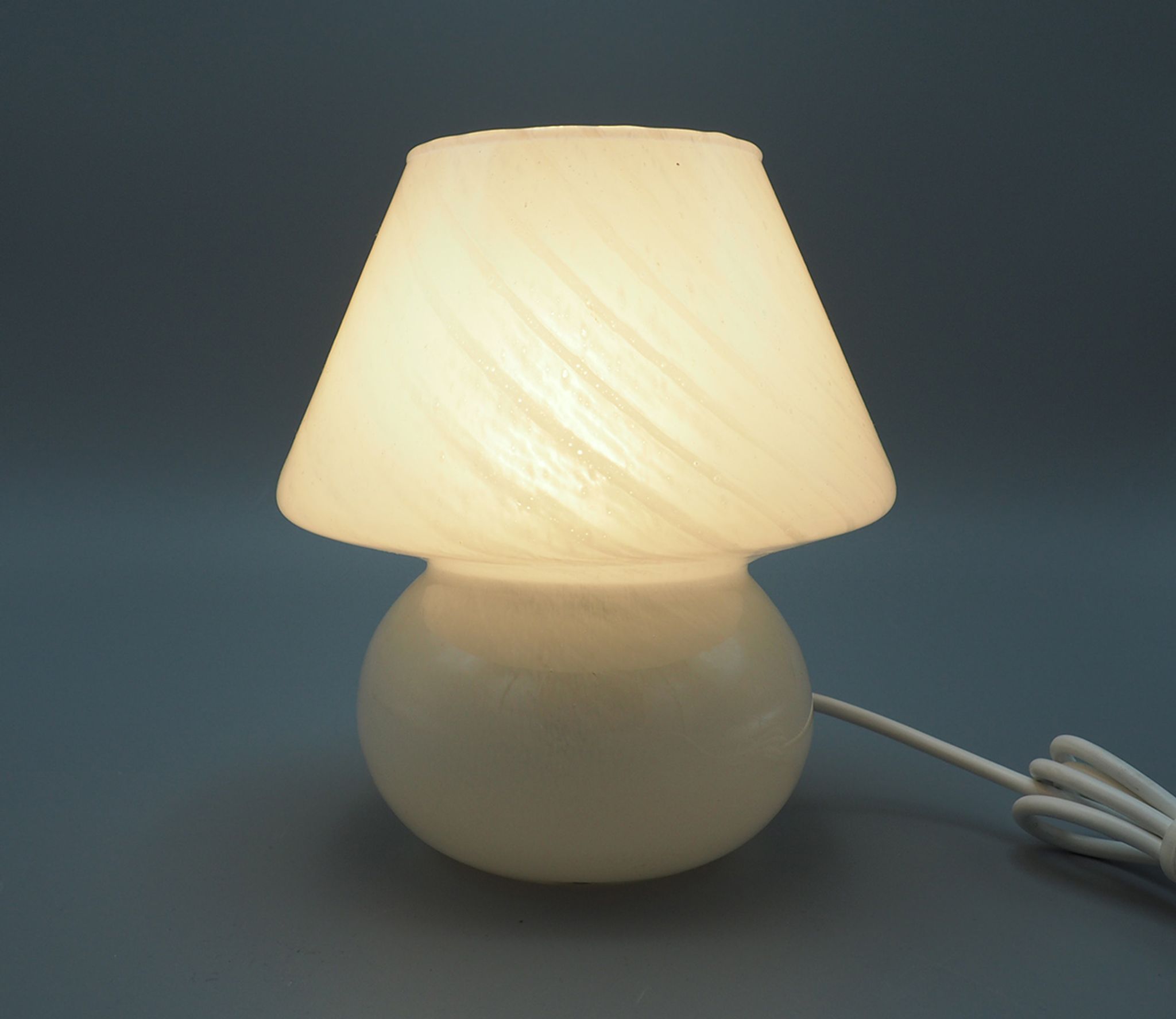 Lampe de table champignon en verre gris de Murano, années 1970