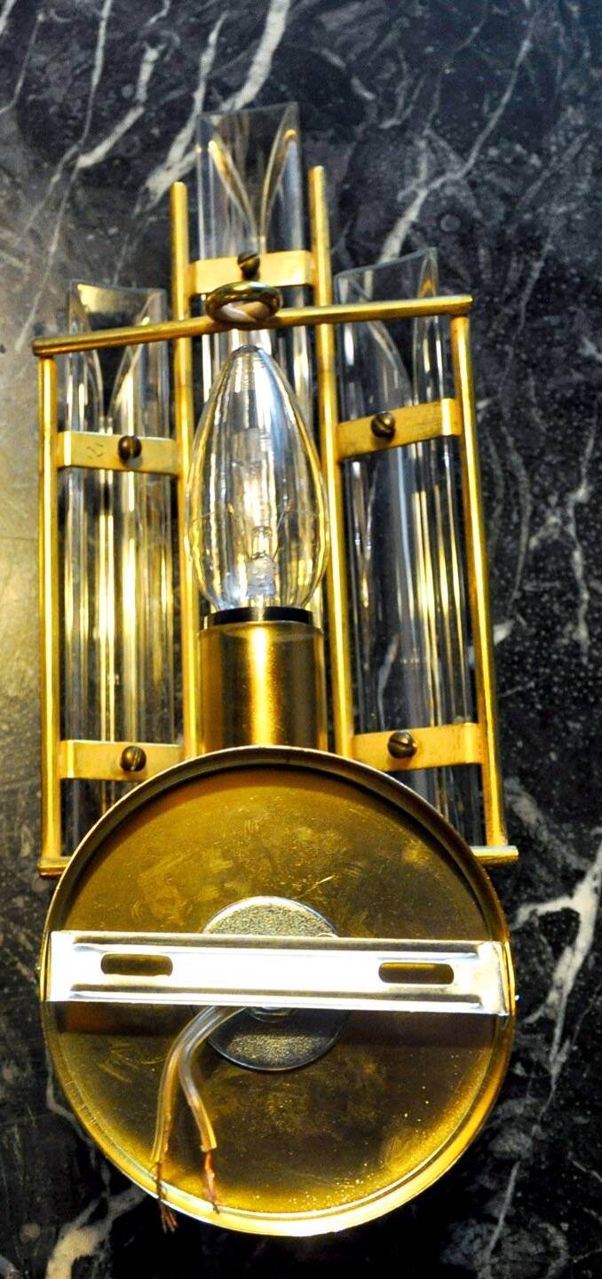 Venini wall lamp, triedri glass, murano, italy, 1970