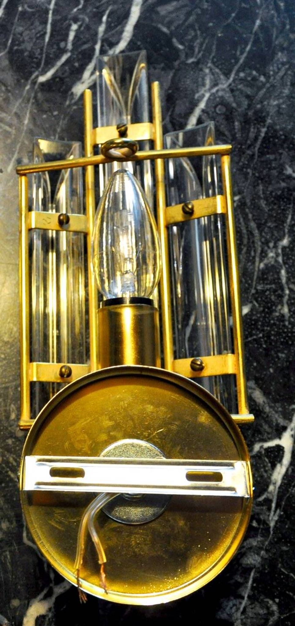 Venini wall lamp, triedri glass, murano, italy, 1970