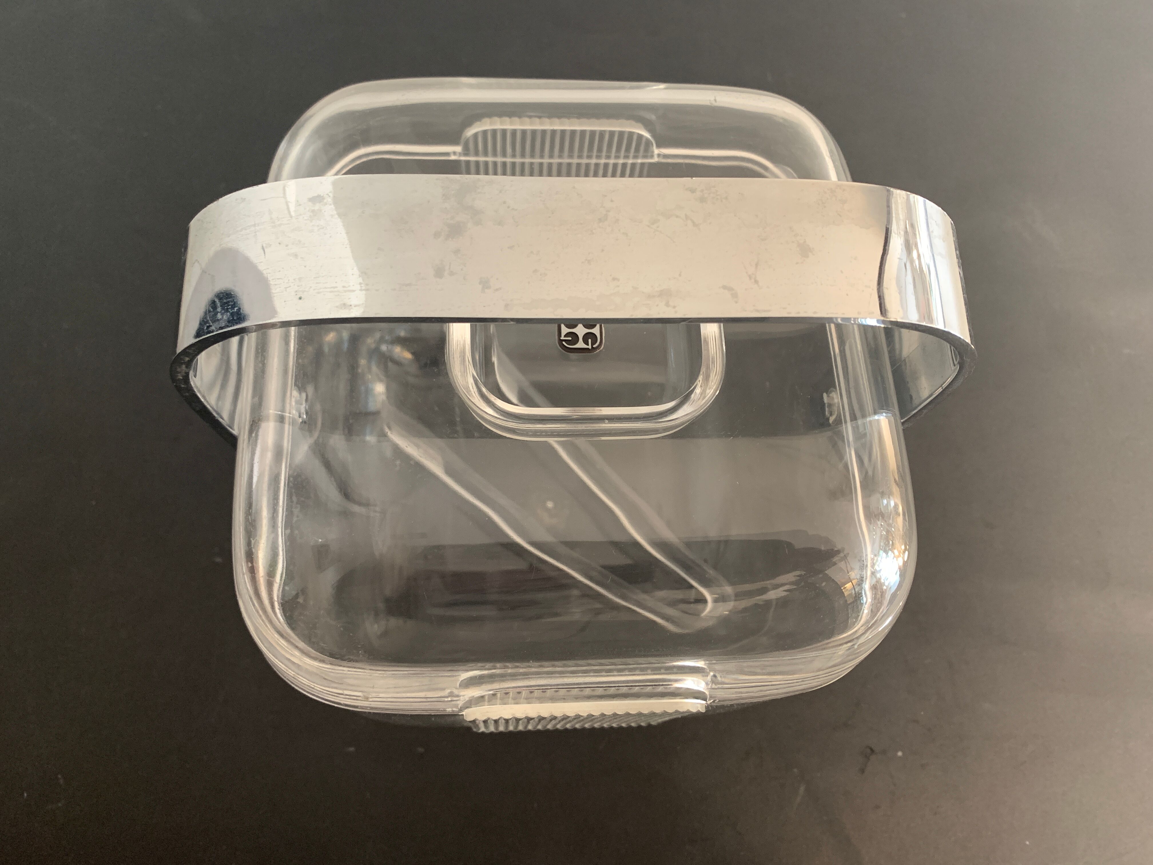 Transparent ice bucket and pitcher, Italian design Guzzini, 1970