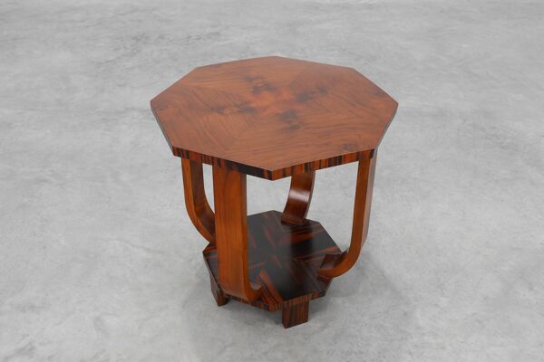Table d'appoint, table basse octogonale Art Déco en bois, France années 1920
