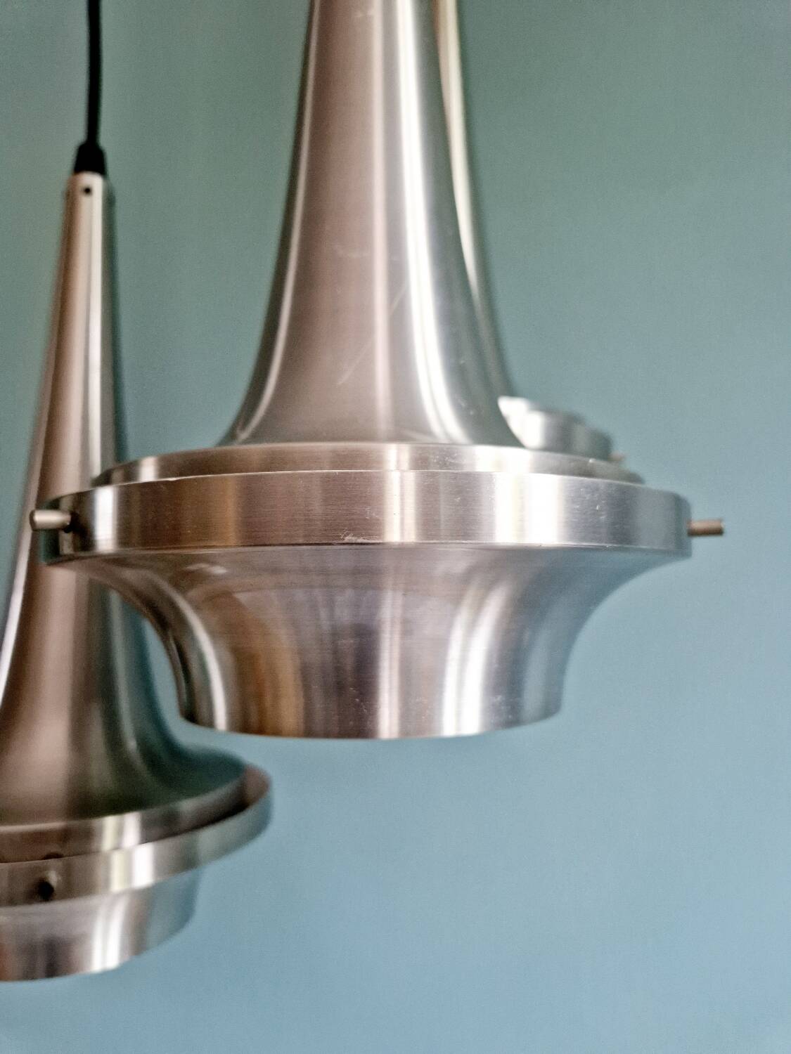 Lustre cascade Space Age en aluminium brossé, années 1960-70