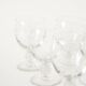 Set of 6 small wine glasses with intricately carved stems in engraved crystal, Art Nouveau