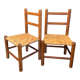 Paire de chaises enfant vintage en bois et rotin