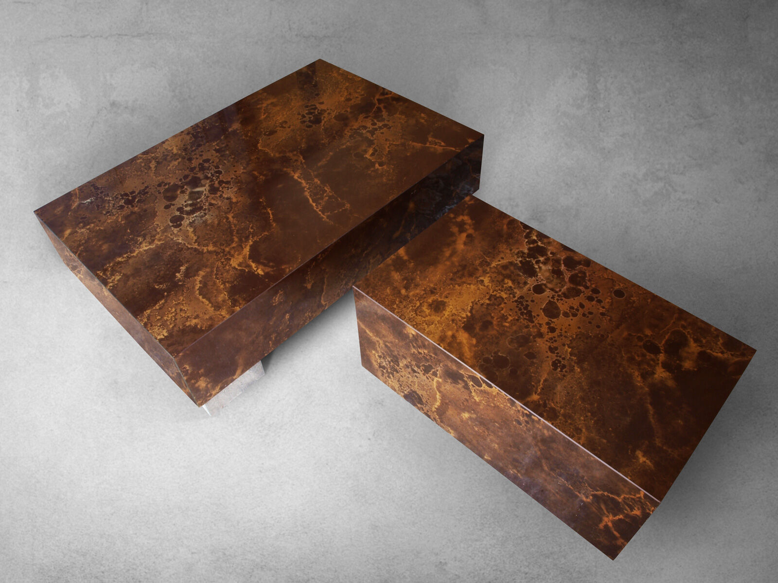 Set of low tables solar flare pattern by Guy Lefevre for Roset line