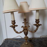 Paire de chandeliers électrifiés bronze doré