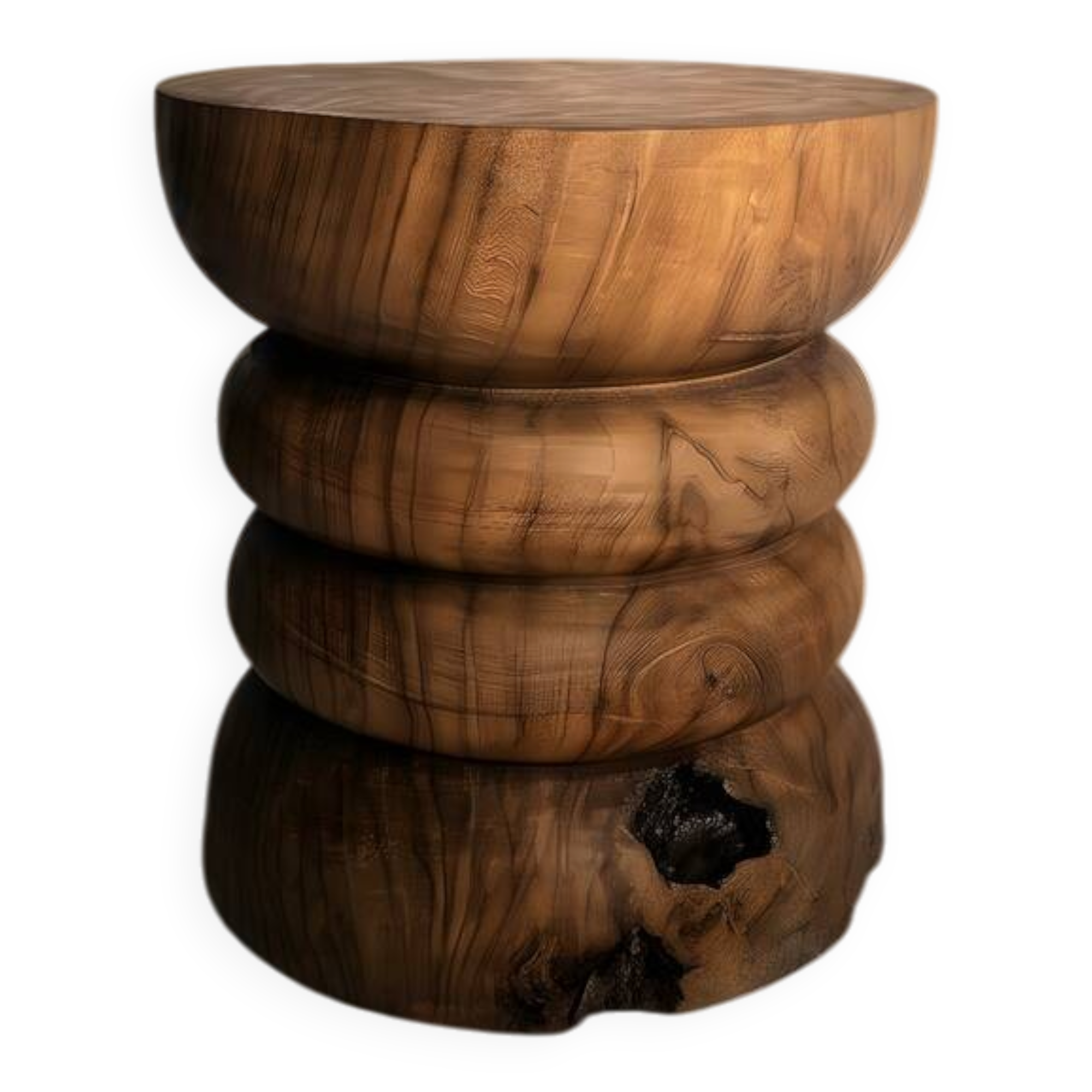 Tabouret ZARA en teck recyclé massif sculpté à la main