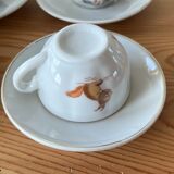 Earthenware dinette, 4 cups and 4 subcups