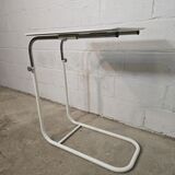 1970s adjustable side table in white lacquered metal
