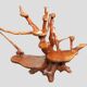 Modern Rustic Adirondack Planter & Pedestal – Organic Wood Art with 3 Shelv