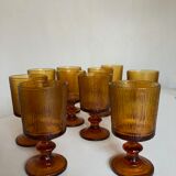 Set of 10 1970 glasses in molded glass tree wood