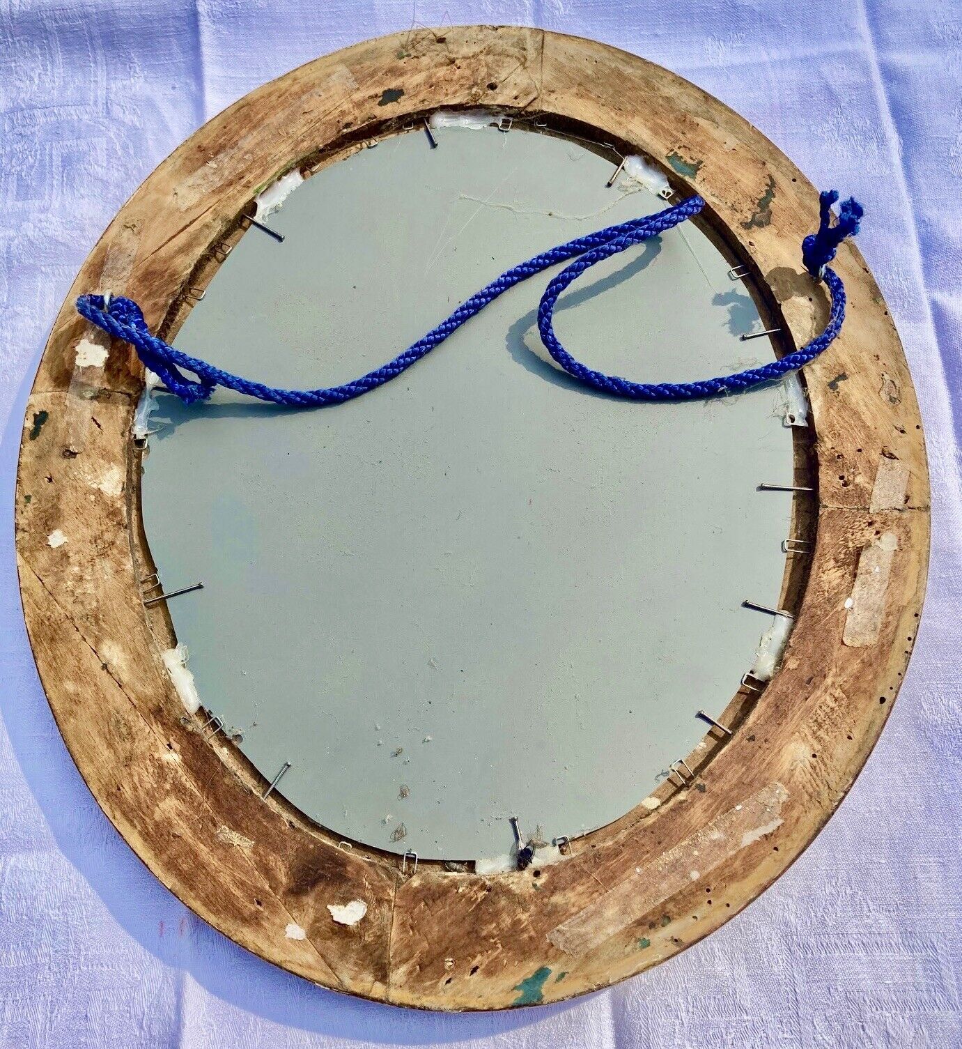 Old Oval Wall Mirror in Gilded Wood late nineteenth early twentieth