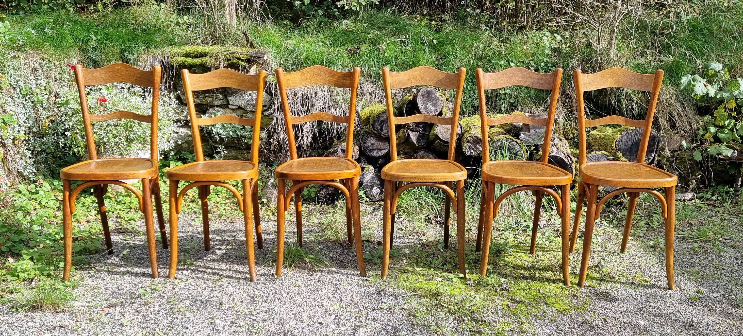 6 Baumann bistro chairs n°58 from the 20s