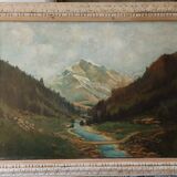 Grand tableau ancien montagne