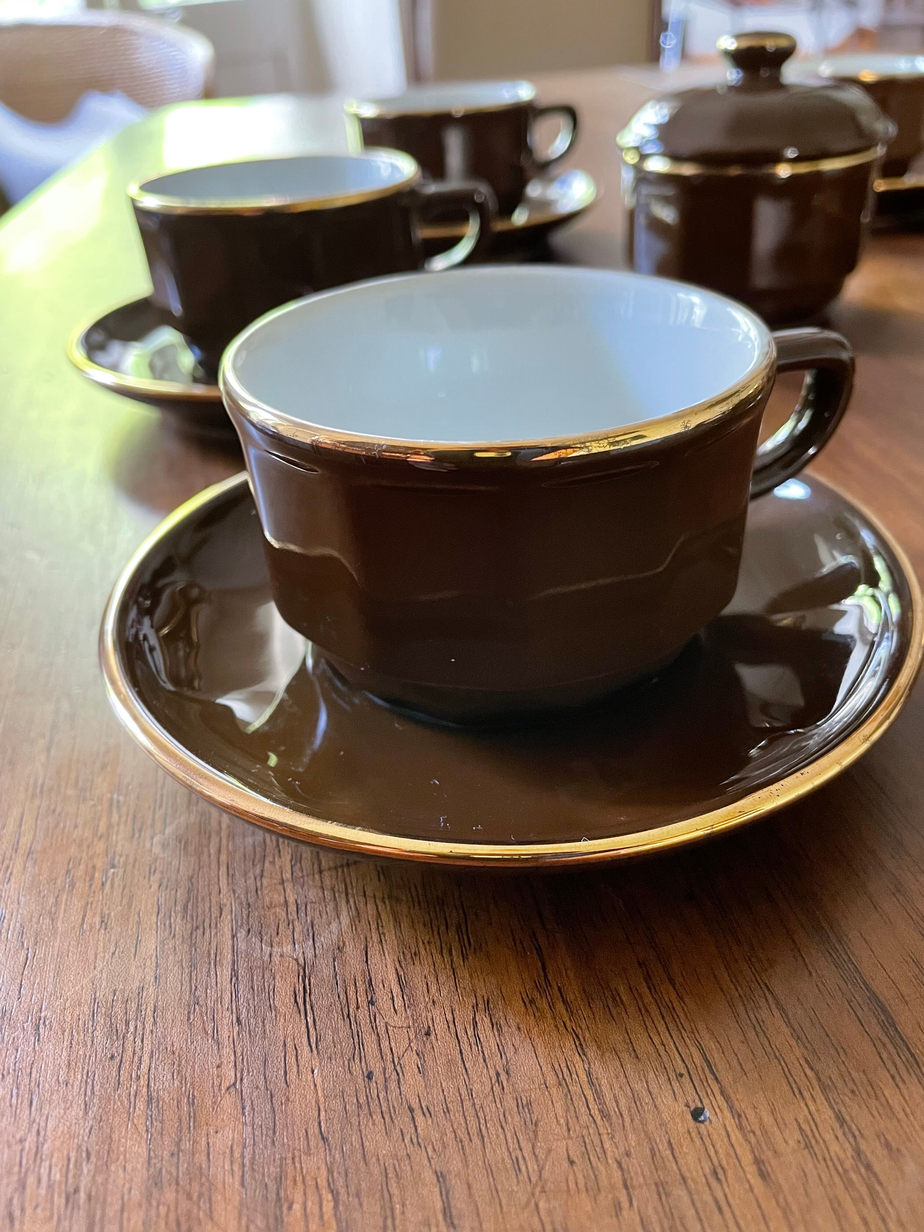 Coffee cups and sugar bowl Cappuccino Yves Déshoulières