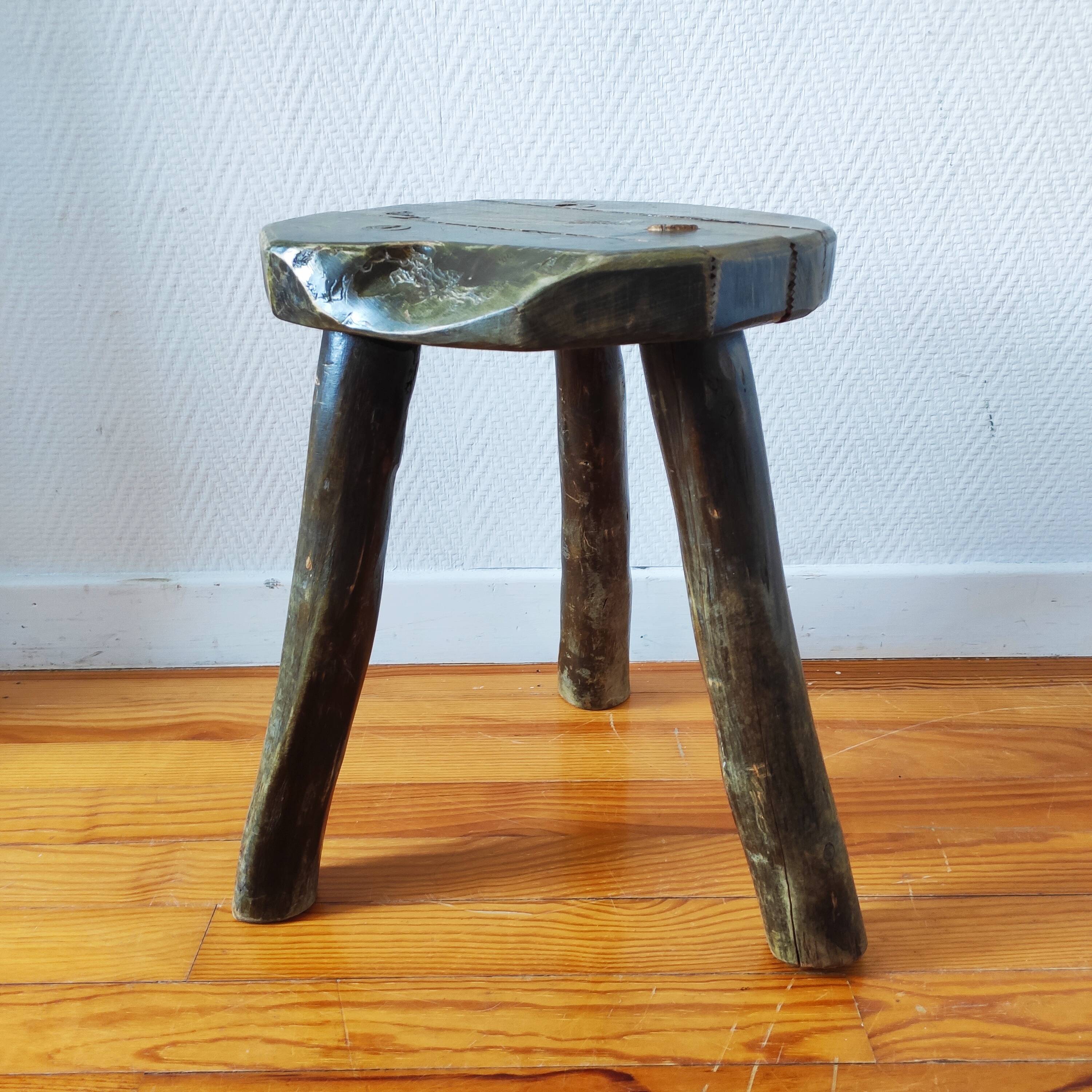 Tripod stool Brutalist Folk art