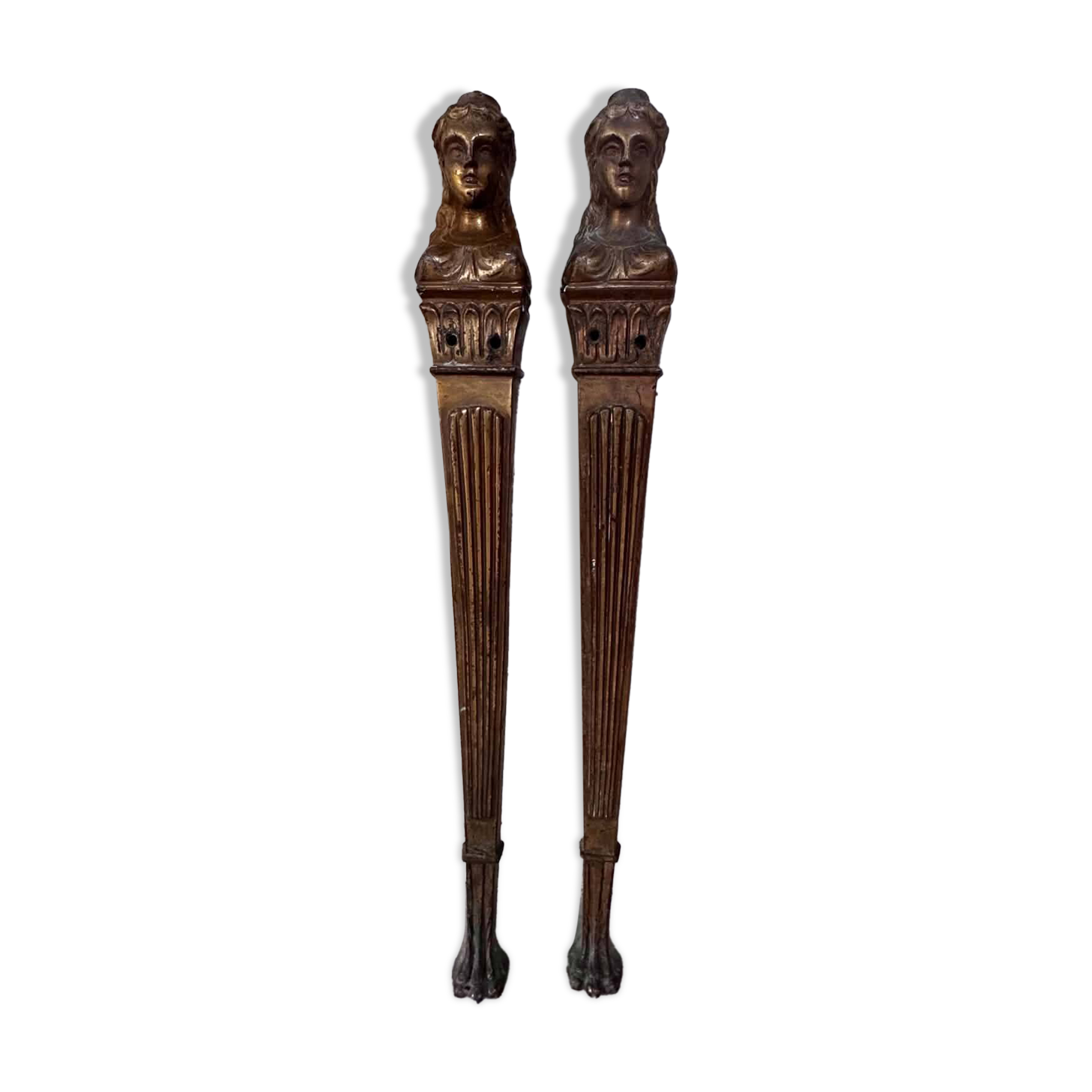 2 bronze Art Nouveau furniture ornaments