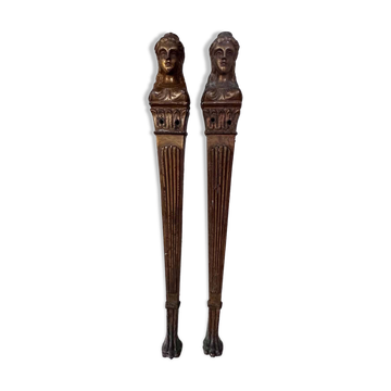 2 ornements pour meuble en bronze Art Nouveau