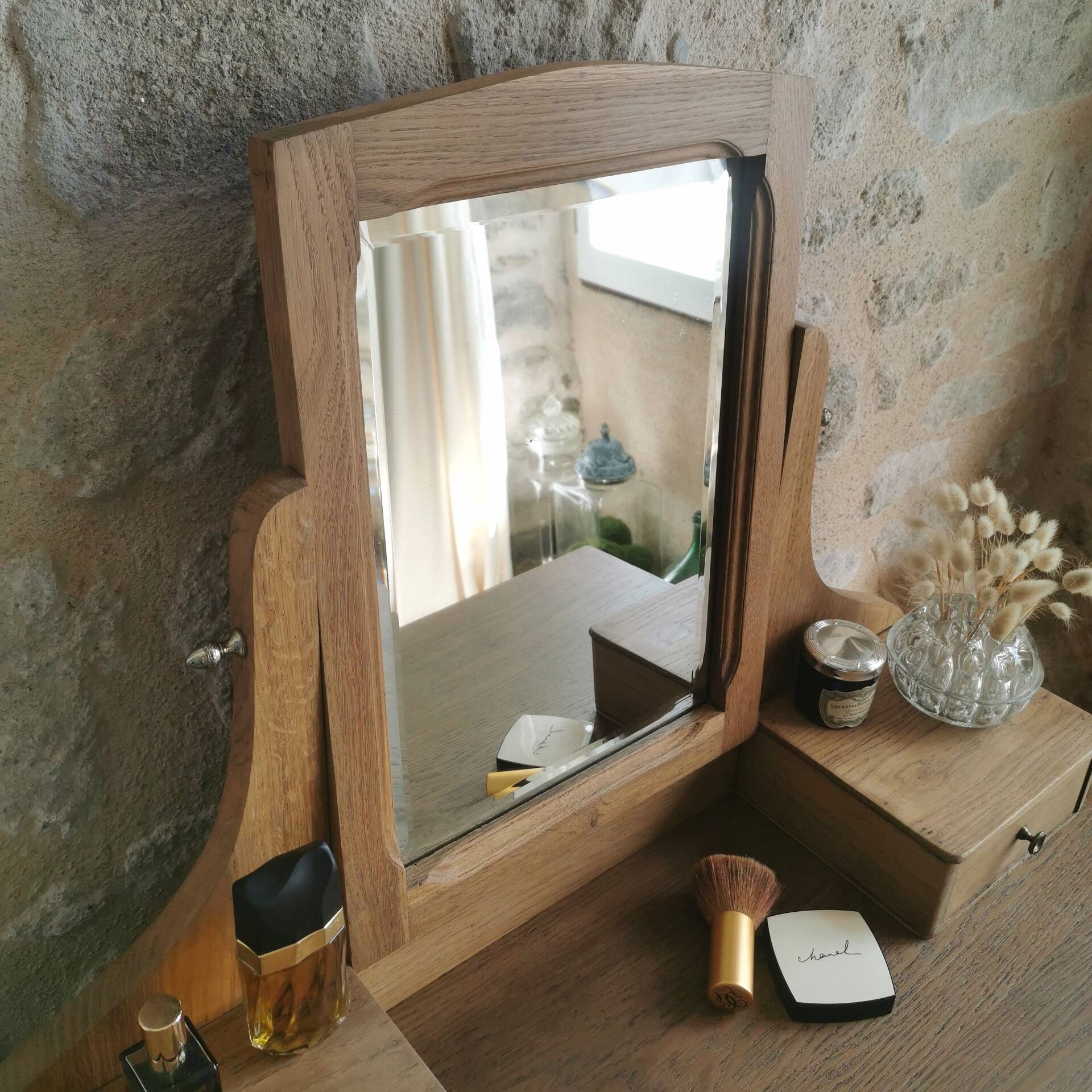 Coiffeuse Vintage en bois, entièrement restaurée