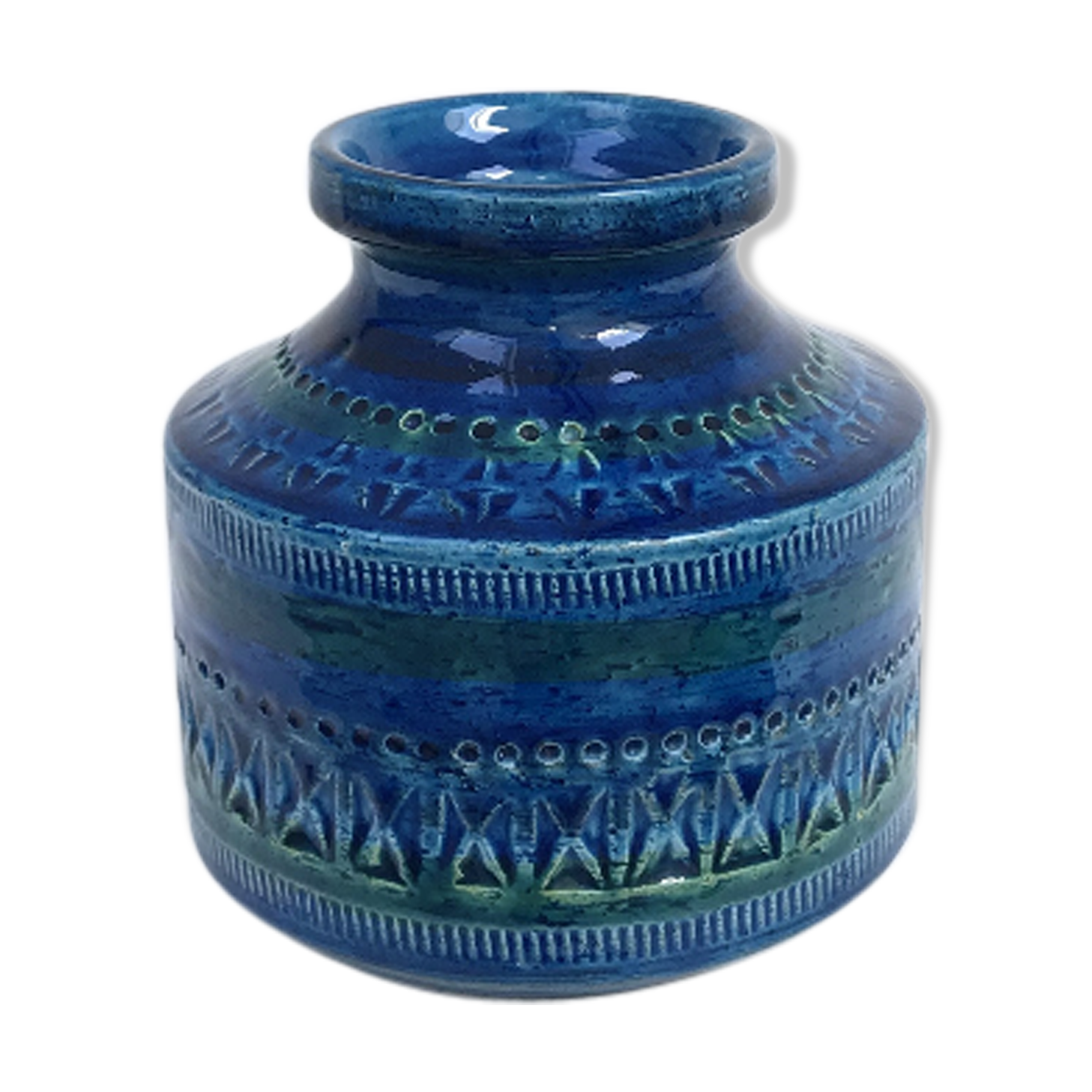 Vase Série Rimini Blue par Aldo Londi pour Bitossi, Italie, 1950