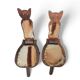 Chaises tripodes brutalistes en cuir de vache pour chat / étiquetées fabriquées en Espagne, dossier pliable, années 1960