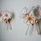 Paire d'appliques fleurs de lys roses, verre de murano, Italie, 1970