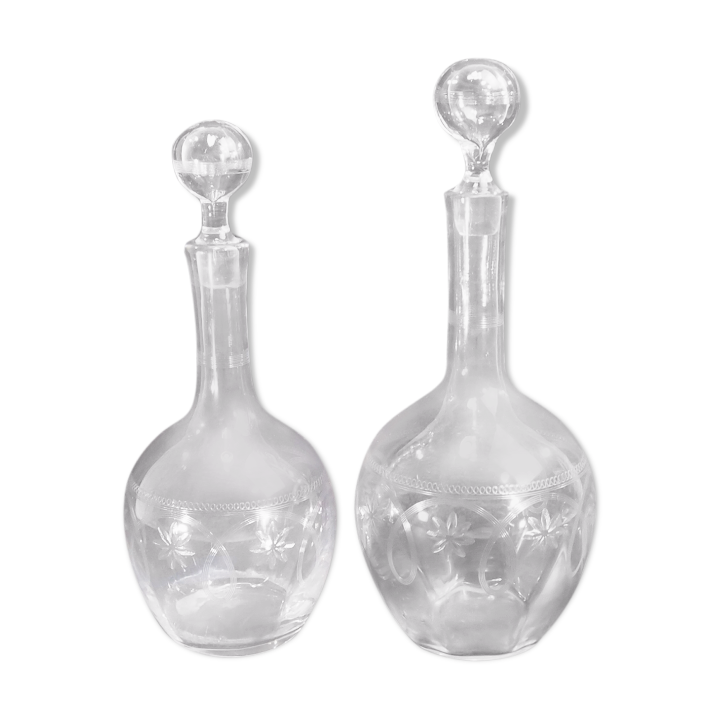 Pair of glass decanters