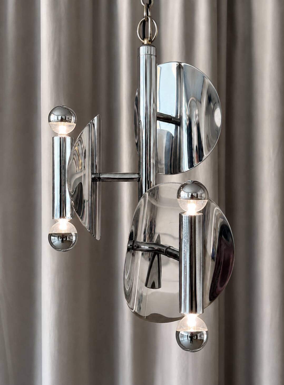 1970s Space Age chrome chandelier – 3 lights
