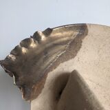 Japanese artisanal vintage cut in beige and gilded bronze ceramic in the shape of a snail shell