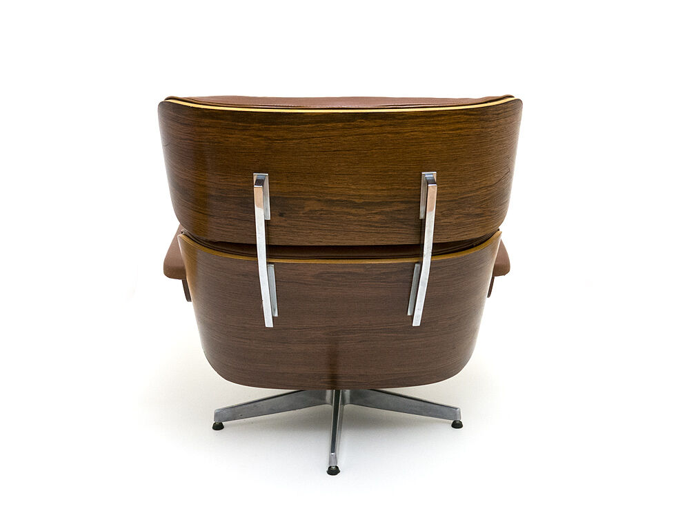 Lounge chair and ottoman leather and bentwood 60/70