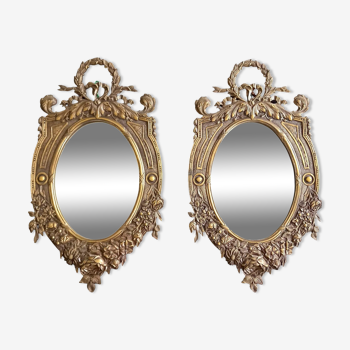 Pair of Belle-Époque Brass Mirrors