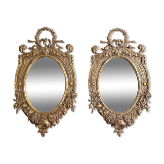 Paire de Miroirs Belle-Époque en Laiton