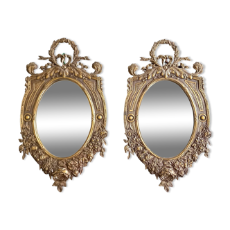 Pair of Belle-Époque Brass Mirrors