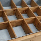 Meuble de mercerie hollandais vintage en pin et verre