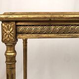 Louis XVI style pedestal table in gilded wood and marble top