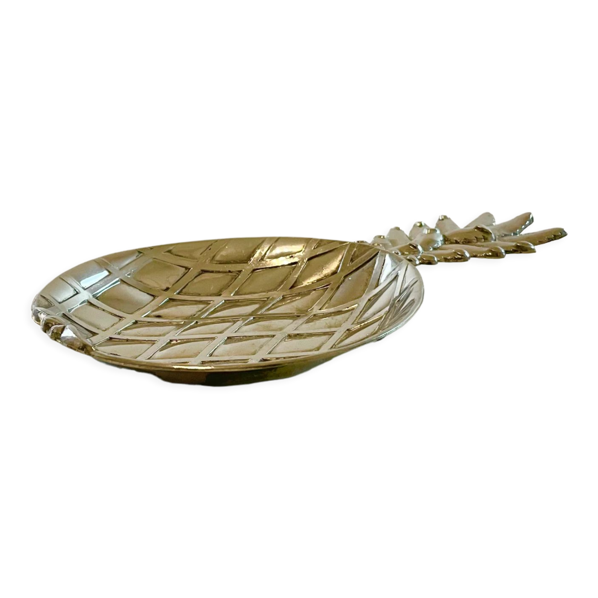 Vide poche ananas en métal argenté