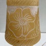 Vintage Alabaster Lamp with Floral Pattern Shade