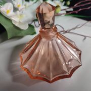 Vintage Art Deco perfume bottle in beautiful pink glass.