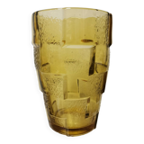 Vase stylisé en verre jaune, art déco