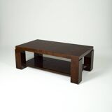 Lacquered elm magnifying glass coffee table, 1970s