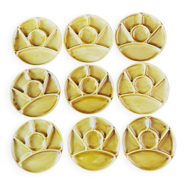 Lot de 9 assiettes à compartiments Gien
